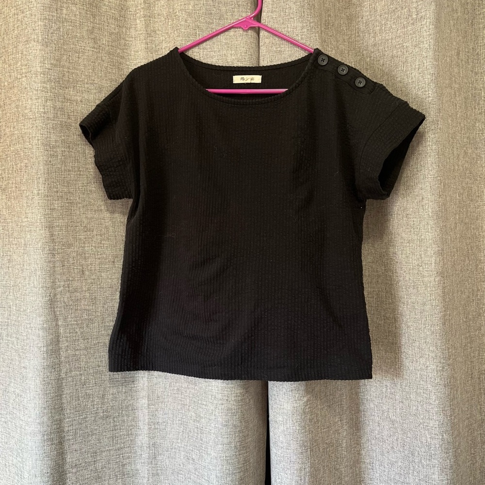 Madewell black shirt sleeve top with buttons M